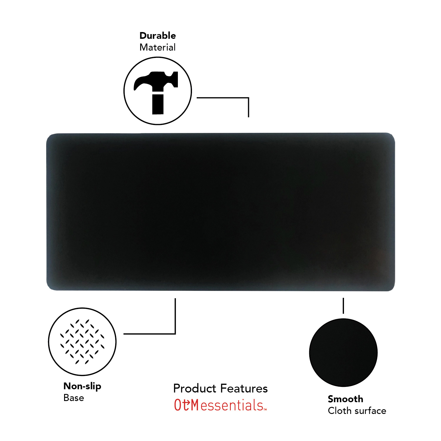 OTM Basics Black Cloth Desk Mat