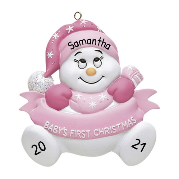 Ornaments by Elves Personalized SnowBaby with Red Ribbon Christmas Ornament 2024 Decoration .25lbs