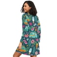 thumbnail image 2 of FORMRS Womens Long Sleeve Nightgowns Crew Neck Sleep Shirt Soft Pajamas Sizes S-3XL, Green Vibrant Truck Pattern, 2 of 8