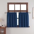 thumbnail image 1 of shiyou-Small Tiers 2 Pack Faux Linen Textured Kitchen Short Small Mini Window Curtains Navy Blue Valance 24 inches Length Privacy Home Decor Classic Cafe Basement Living Room/Bedroom 34W by 24L Rod P, 1 of 4