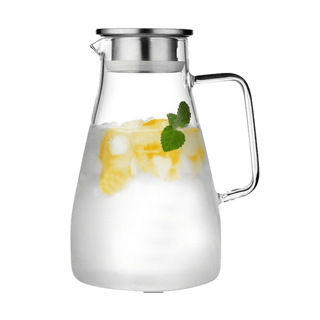 Carafe en Verre, Carafe à Eau avec Couvercle, Carafe en Borosilicate Résistante à la Chaleur, Bouilloire Partagée Chaude et Froide, pour Lait,Café,1 x Carafe en Verre,Transparente