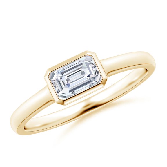 ANGARA Lab Grown Emerald-Cut Diamond Solitaire Ring for Women in 14K Yellow Gold (Size-6x4mm| Color-F-G| Clarity-VS) | April Birthstone, Anniversary, Jewelry Gift for Women | Lab-Grown Diamond Ring