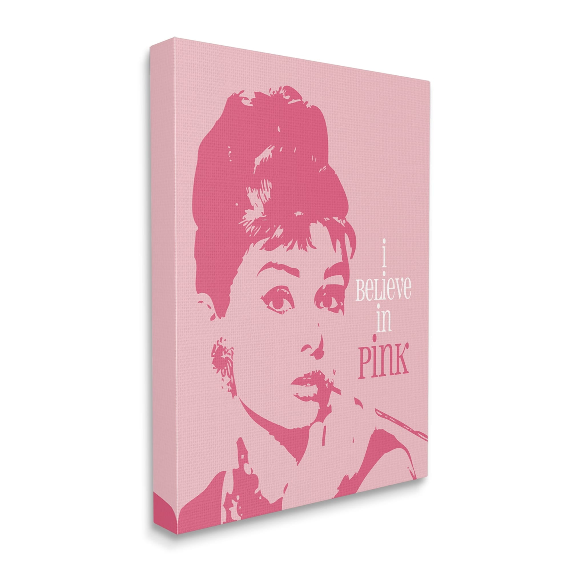 Stupell Industries Believe In Pink Audrey Hepburn Actress Text Design Canvas Wall Art, 30 x 40, Design by Ioana Horvat