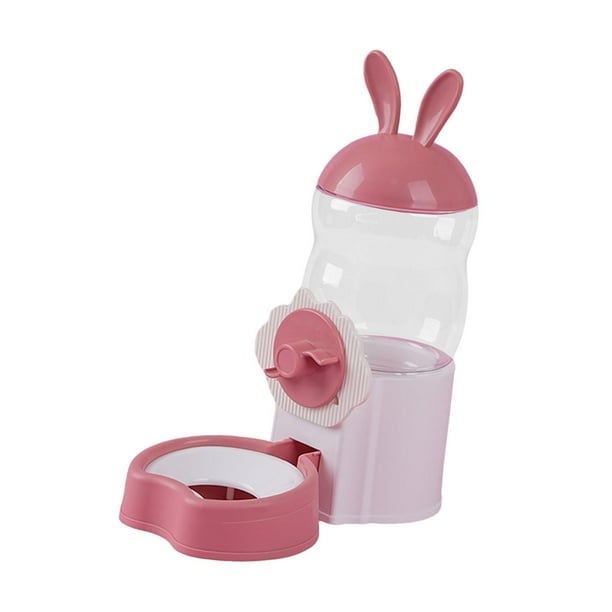Dispensador de agua para gatos y perros, botella bebedero de superficie lisa, práctico bebedero para codornices, erizos, conejos y chinchillas. rosa