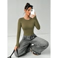 thumbnail image 5 of MOYIKO Crewneck Long Sleeve Body Suits Womens Slim Fitted Tight Basic Tops, 5 of 7