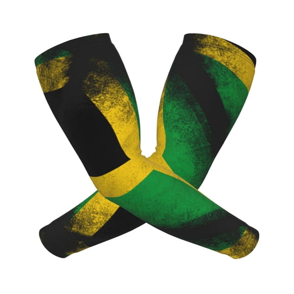 Compression Arm Sleeves Cooling For Men Women Jamaica Flag Jamaican Print Sun Protection Sleeve Baseball Athletic Basketball Sleeve Cover