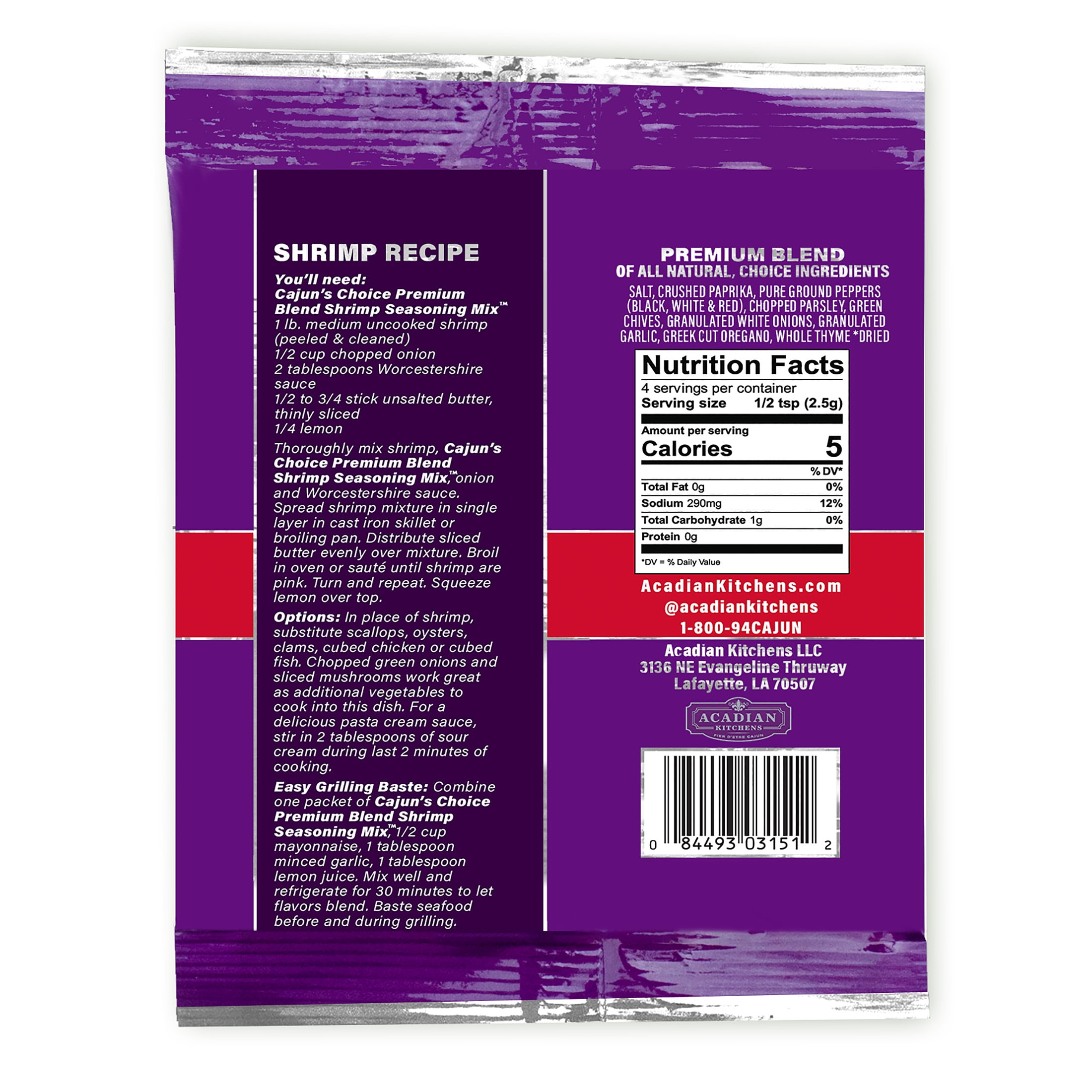 (7 pack) Cajun's Choice Shrimp Seasoning Packet 0.3oz