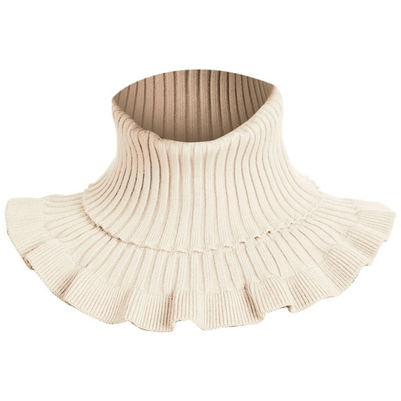 yuCgh Women’s Handmade Winter Cotton Neck Warmer, Cozy Chunky Knit Cowl Scarf, Stylish Cold Weather Accessory,Beige