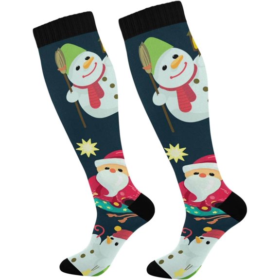 GZHJMY Christmas Compression Socks, Women Men Long Stocking (20-30mmHg), Travel Knee High Stockings for Athletic Sports,Running,Cycling,Nursing