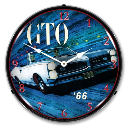 Collectable Sign and Clock 1966 Pontiac GTO LED Lighted Premium Wall Clock