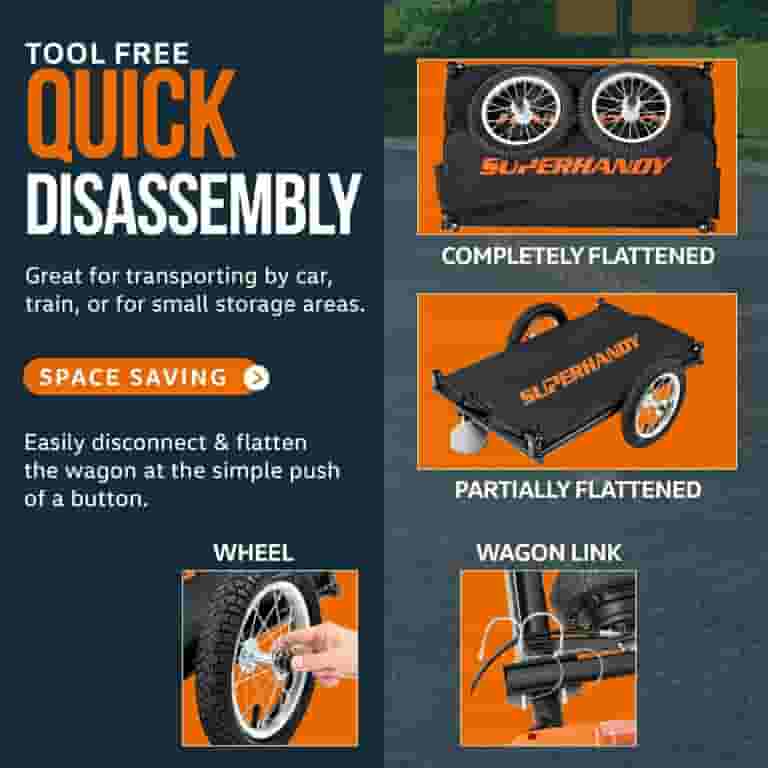 SuperHandy Scooter Cargo Trailer - 155 lbs Capacity, Tool-Free Setup, Fits GUT112/GUT140/GUT142 Scooters