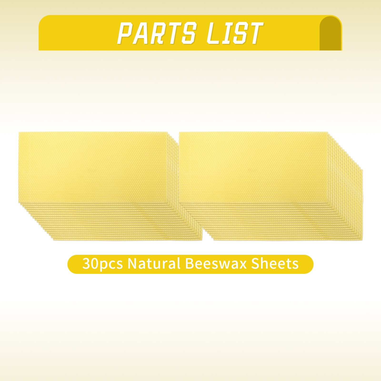 30-Piece Natural Beeswax Sheets, Beehive Wax Foundation Sheets for Beekeeping & Candle Making, 1 Set