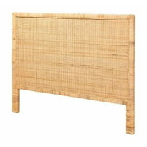 bali & pari Bohemian Natural Brown Rattan and Mahogany Wood Queen Size Headboard
