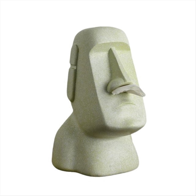 Estatua de Piedra de la Isla de Pascua Caja de Toallas de Papel Decoración del Hogar Estatua Decoración Retro para la Sala de Estar Accesorios para el Hogar C