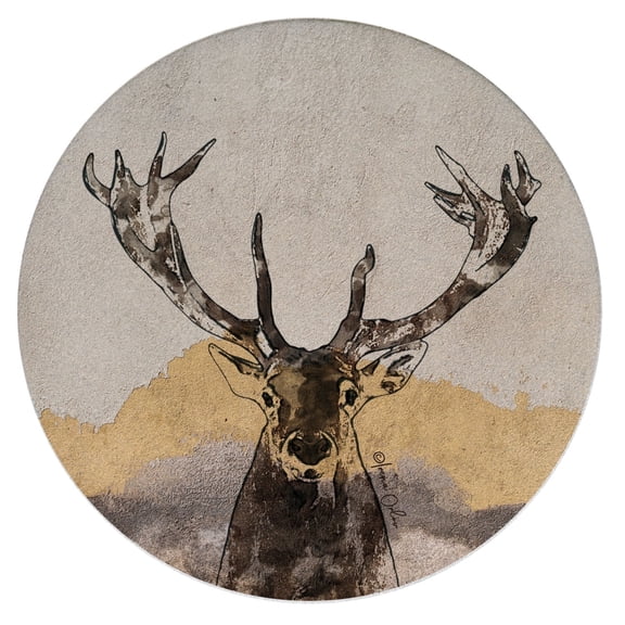 Thirstystone Whitetail Buck Round Natural Sandstone Coaster 4-Pack