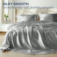 thumbnail image 3 of Seasonwood Microfiber Satin Grey Sheets Queen Size Luxury Silk 4-Piece Bed Sheets, 3 of 7