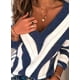 thumbnail image 3 of Suéter de cuello en V para mujer, top cálido, sudadera a rayas, 3 of 5