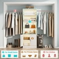 thumbnail image 3 of Aheaplus 96 inch Closet System,8FT Closet Organizer System with Hanging Rods, Heavy Duty Clothing Rack with Cabinet, Walk In Mounted Closet System, Built-In Clothes Garment Rack, White, 3 of 9