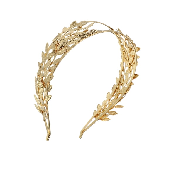 Vocoste Christmas 1 Pc Elegant Wide Leaf Headband for Women for Girls 5.91"x5.20" Gold Tone