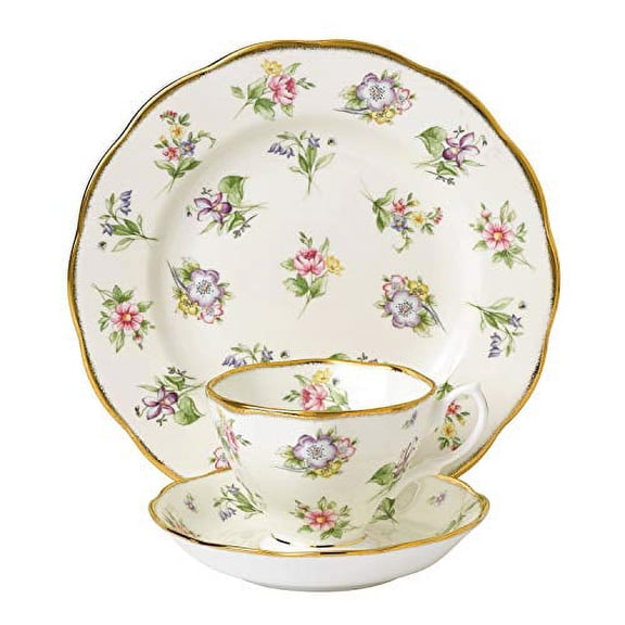 Royal Albert 100 Year Anniversary 1920 Teacup, Saucer & 8" Plate, 8", SPRING MEADOW