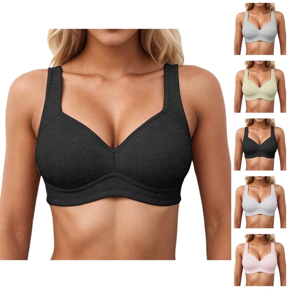 Wireless Bras for Women Comfortable V Neck Seamless No Underwire Push Up Bralette Everyday Bra