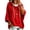 Red, variant on Womens Waffle Sweatshirt 3/4 Sleeve Oversized Hoodies For Women Casual Loose Fit Drawstring Hooded Pullover Tops For Daily Wear