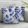 thumbnail image 3 of Creowell Navy Blue Leaf Pillow Covers  Spring Watercolor Eucalyptus Branches Floral Leaves Print Decorative Throw Pillow for Home Sofa Square Cushion Pillowscase Multi-Size, 3 of 5