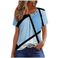 thumbnail image 2 of ALLLIST Short Sleeve Going Out Tops for Women Blue Crew Neck Graphic T-Shirts Blouses & Button-Down Shirts, 2 of 4