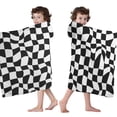 thumbnail image 4 of Black and White Wavy Checkerboard Pattern Hooded Bath Towel，60"x35" for Ages 3 To 12 Kids, Quick Dry Lightweight Soft Microfiber Hood Beach Towel Cover Up for Kids, 4 of 7
