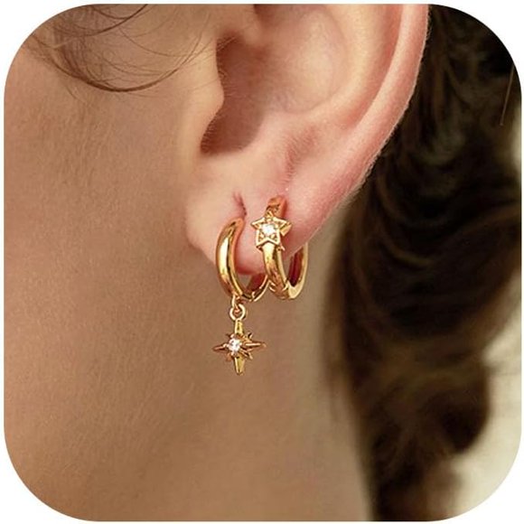 shiyou-Gold and Silver Earrings Sets Hoop Earrings for Women Stud Earrings for Women Diamond Hoop Earrings Dangle Earrings Drop Earrings Huggie Earrings for Women Gold Earring Stacks Earrings Packs