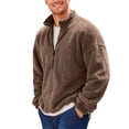 thumbnail image 2 of GuangCheng Fuzzy Sherpa Fleece Sweatshirts for Men Quarter Zip Pullover Long Sleeve Mock Collar Fall Winter Coats,S-2XL, 2 of 9