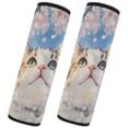 thumbnail image 2 of 2 Car Seat Belt Covers M Size 10*7.7 Inches Car Seat Belt Shoulder Pad Backpack Shoulder Pad Stroller Belt Cover Cherry Blossom Cat, 2 of 8