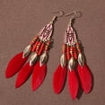 thumbnail image 3 of NICKSUN Women Faux Feather Earrings Bohemian Fringe Tassel Long Drop Dangle Earrings Set with Design for Women, 3 of 7