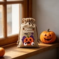 thumbnail image 6 of AZXY Halloween Drawstring Gift Bags Texture Pumpkin Print Candy Treat Pouches, Reusable Portable Multipurpose Goodie Sacks for Halloween Party Favors & Holiday Decor Storage, 6 of 7