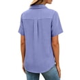 thumbnail image 6 of Admvng Shirts For Women Lapel Short Sleeve Loose Button Imitation Linen Tunic Summer Blouse S-5XL, 6 of 8