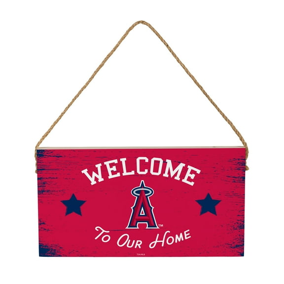 Los Angeles Angels 6" x 11" Welcome Home Wood Wall Sign with Rope Hanger