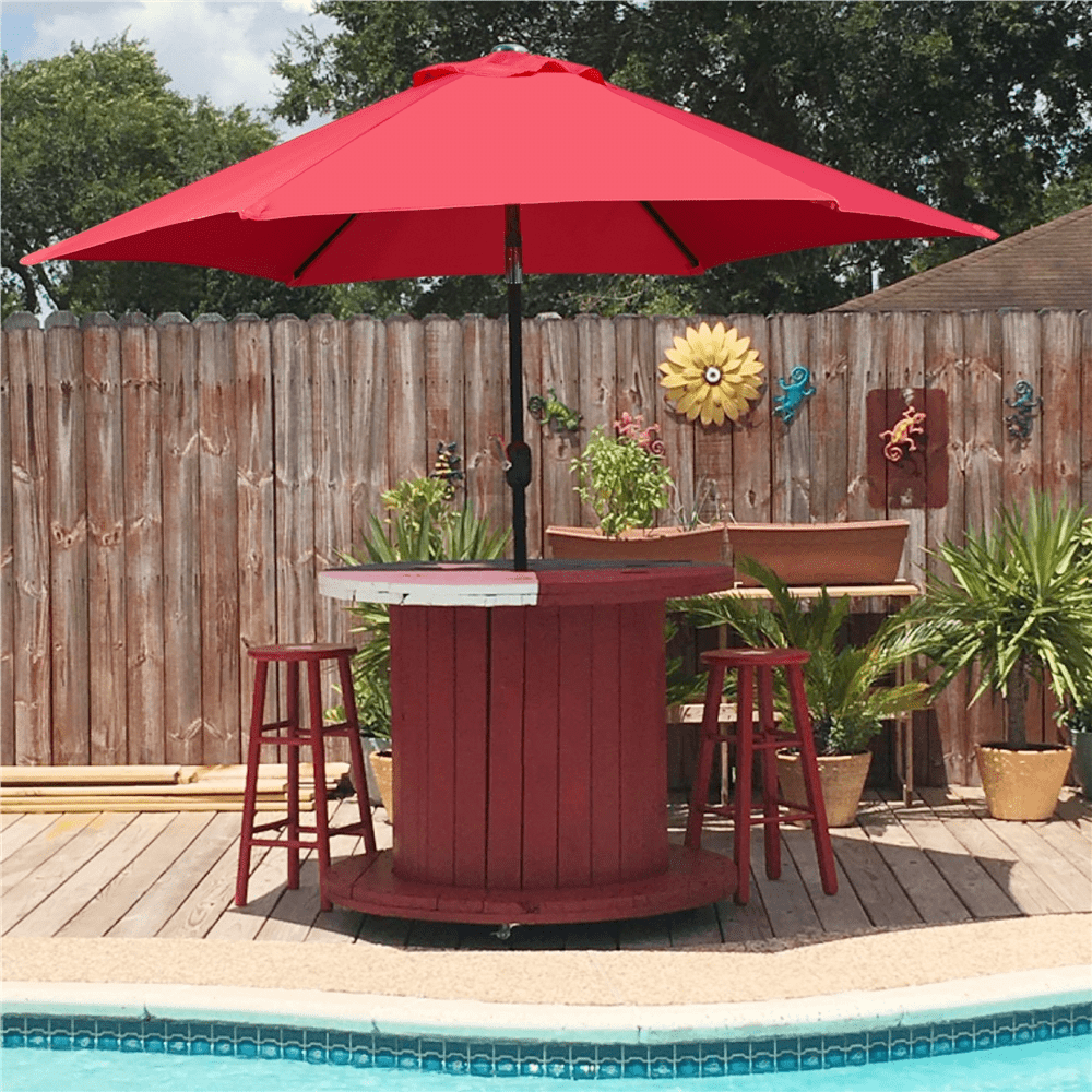 Renwick 7.5ft Patio Market Umbrella with 6 Ribs Push-button Canopy Tilt, Red