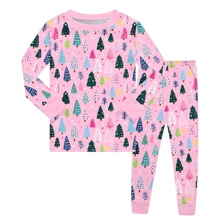 oqasdz Christmas Baby Girl Outfits Boys Themed Long Sleeve Pajama With Festive Print Holiday Sleepwear Soft 2 Piece Set Loungewear For Kids Size 4 -5