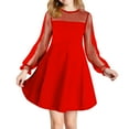 thumbnail image 2 of hoksml Kids' Elegant Long Sleeve Mesh Dress - Polka Dot Sheer Yoke and Flared A-Line Party Dress for Girls, 2 of 9