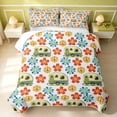 thumbnail image 2 of Erosebridal Cute Flower Quilt King, Kawaii Floral King Coverlet Set, Pink Reversible, Retro Teal, 3pcs (1 Bedspread and 2 Pillowcases), 2 of 7