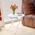 thumbnail image 5 of Ktaxon 18in Outdoor Metal Folding Side Table, Round End Table, Small Coffee Side Table for Porch Yard, Balcony, Garden, White, 5 of 8