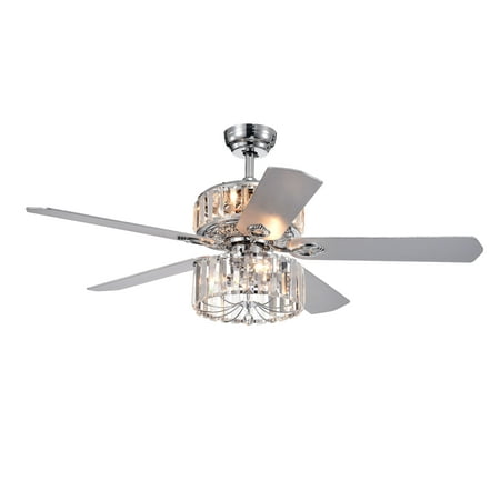 Perris 52 Inch 5 Blade Chrome Lighted Ceiling Fans With 2