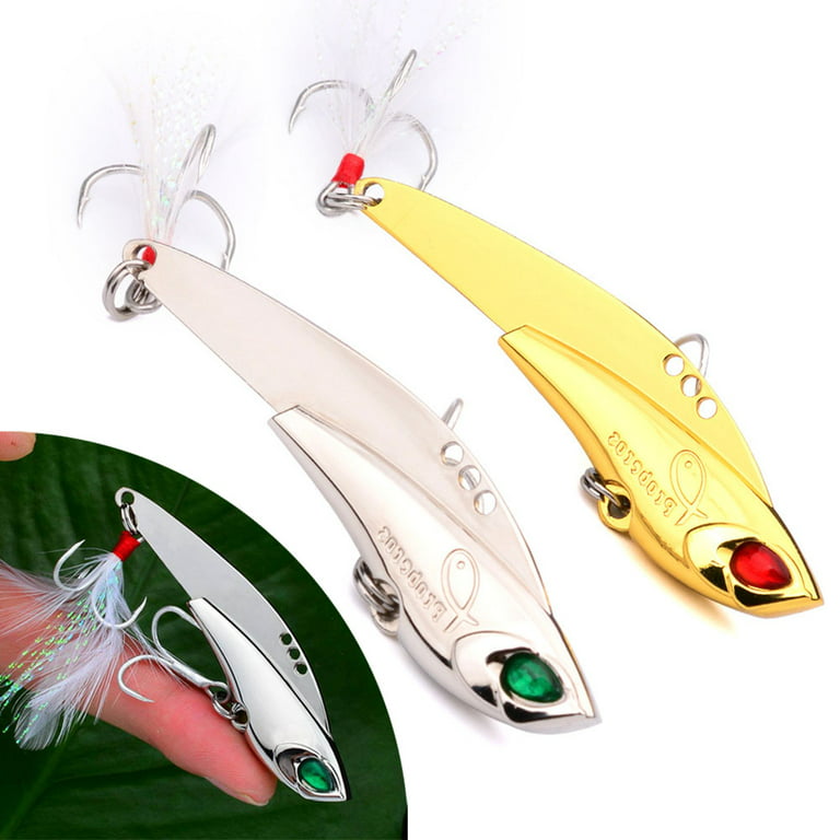 Spoon Metal Fishing Lure 3D Eye Vib Hard Bait Spinner Bass Baits Suitable  for Freshwater Saltwater 