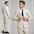 thumbnail image 3 of Lycody 3pcs Linen Mens Suit Vintage Retro Wedding Prom Suits Slim Fit Jacket Blazer Groom Tuxedos Dinner Party, 3 of 8