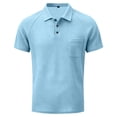 thumbnail image 2 of Dwelliawo Men's Waffle Knit Polo Shirt Short Sleeve with Chest Pocket Raglan Sleeve Casual Work Summer Sky Blue 3xL, 2 of 5