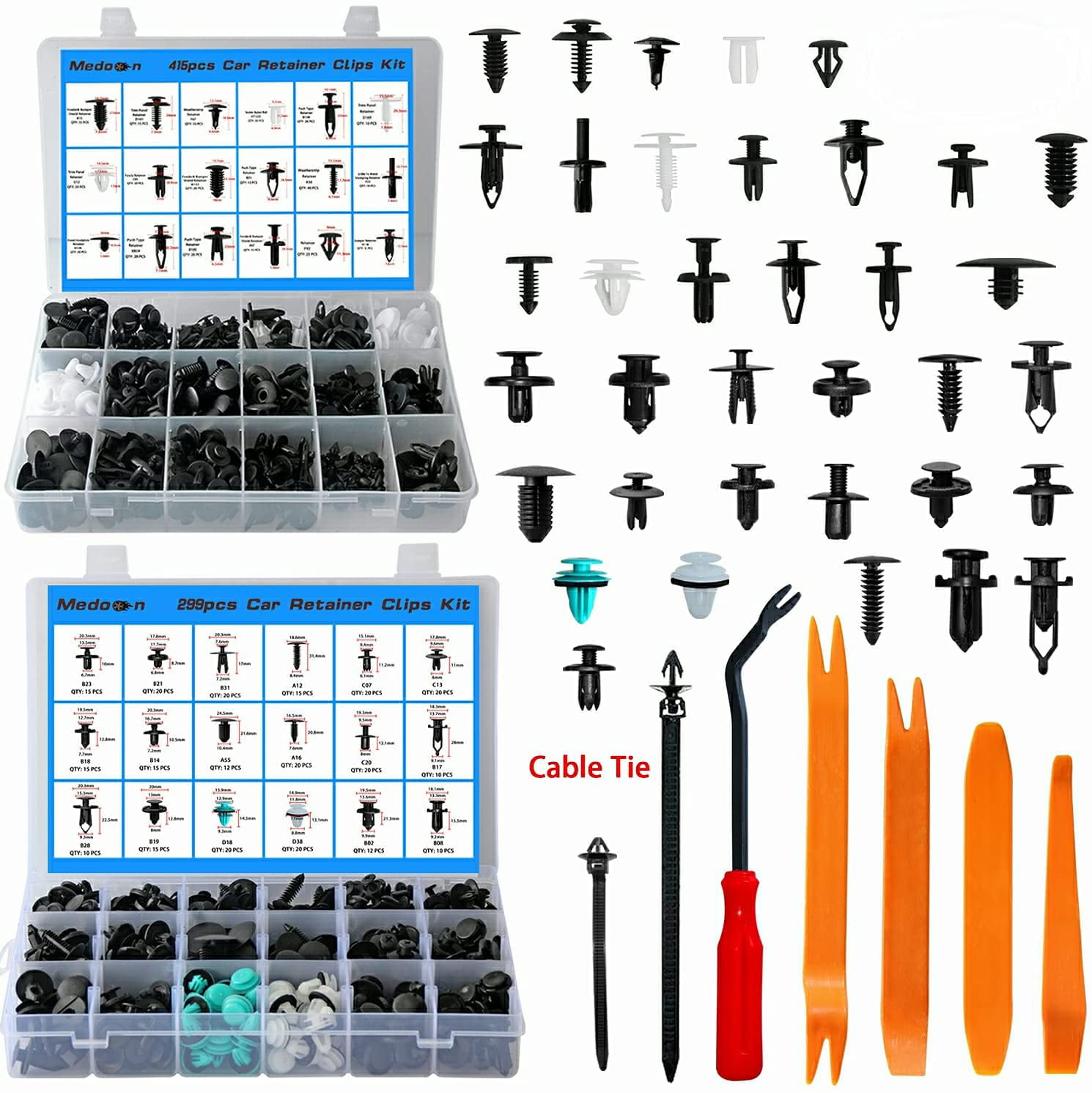 445Pcs Car Retainer Clip with Fastener Remover Kit 19 MOST Popular Sizes Auto 