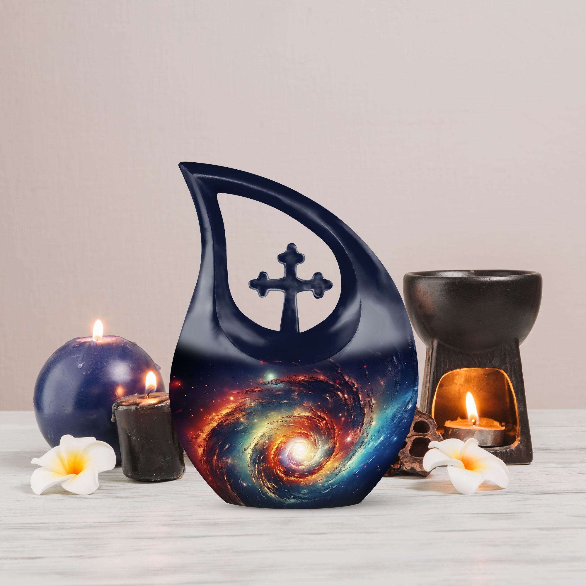MUKTIVE Androema Galaxy Large Urns for Human Ashes Adult Female - Larger Cremation Urn for Adult Female Ashes - Decorative Memorial - 10 Inch