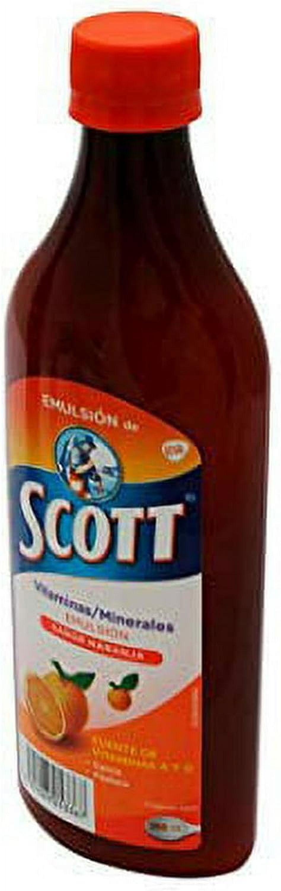 Scott Emulsion Orange Flavor - Family Size 369ml - Vitamin Supplement Rich in Cod Liver Oil, Vitamins a and D, Calcium and Phosphorus - Emulsion Scott Naranja (2 PACK)