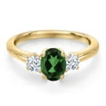 thumbnail image 3 of Gem Stone King 10K Yellow Gold Emerald Envy Mystic Topaz and White Zirconia Engagement Ring for Women | 1.45 Cttw | Oval 7X5MM | Gemstone November Birthstone | Size 6, 3 of 6