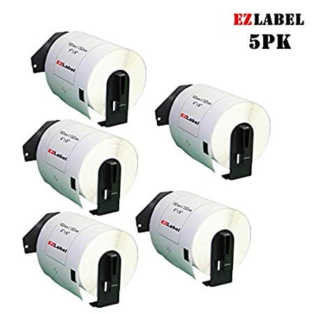 5 Rouleaux EZlabel Brother DK1221 Étiquettes en Papier Carrées 0.9 Po / 23mm, 1000 Étiquettes/rouleau